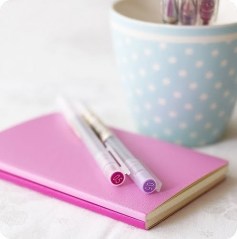 pretty notebook and pen